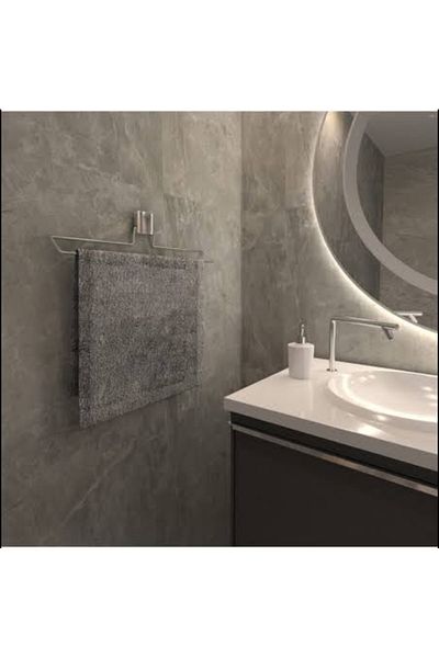 NIDAGE Decorev Silver - Super Adhesive Chrome θήκη για πετσέτες με μεταλλική κόλλα, μακρύς στήριγμα για πετσέτες DC-4782 2 τεμάχια