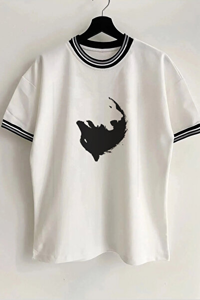 Vordevia Λευκό μπλουζάκι Unisex Oversize με λεπτομέρεια με γιακά και μανίκια ...