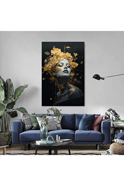 EMİLART Kanvas Tablo Afrikalı Kadın Dekoratif Moda Duvar Dekorasyon Tablo Gol...
