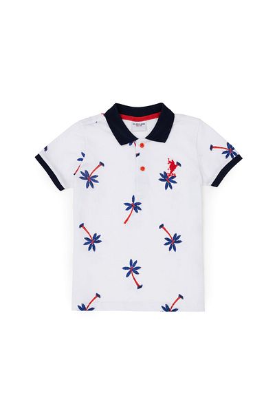 U.S. Polo Assn. Boy's WHITE Polo Neck T-Shirt ELIFFU BUTIKHOME