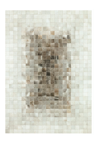 KuzeyCarpet Patchwork Beyaz ve Gri Doğal Dana Derisi Halı