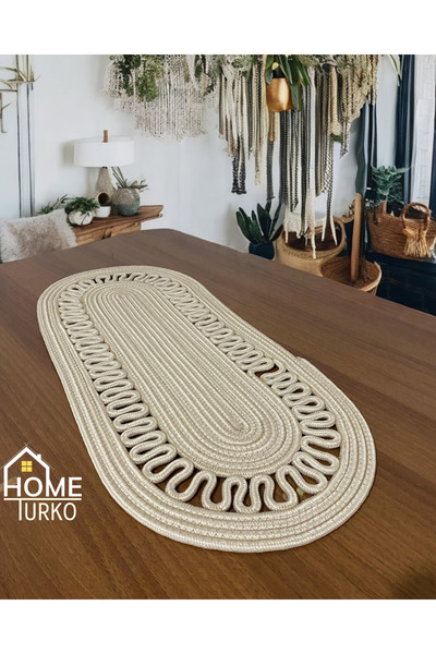 HomeTurko Джут, Плетене, Декоративна скатертина, Бігунок 30x70 см, Американський сервіз, Скатертина для журнального столика, Богемський стиль