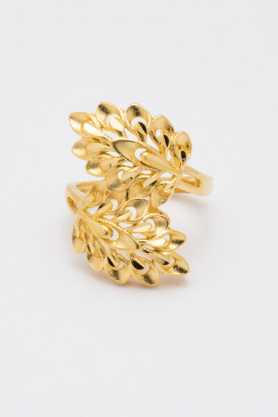 Sewar Store Altın başak şeklinde 18k altın kaplama yüzük-CM526