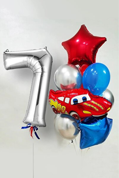 BKMC PARTY Set balona sa temom automobila za 7-godišnje dete, 76 cm, srebrni ...
