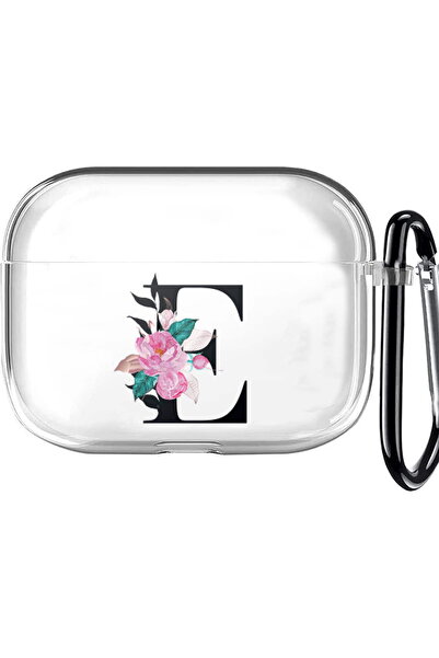 PrintiFy Apple Airpods Pro 2 Uyumlu Harf Tasarımlı Şeffaf Silikon Kılıf - E