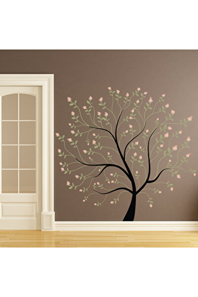 Modatools Pembe Kiraz Çiçeği Ağacı Çiçek Dekoratif Duvar Sticker Çıkartma Ofi...