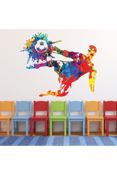Modatools Boya Sıçrama Futbol Kalesi Dekoratif Duvar Sticker Çıkartma Spor Sa...