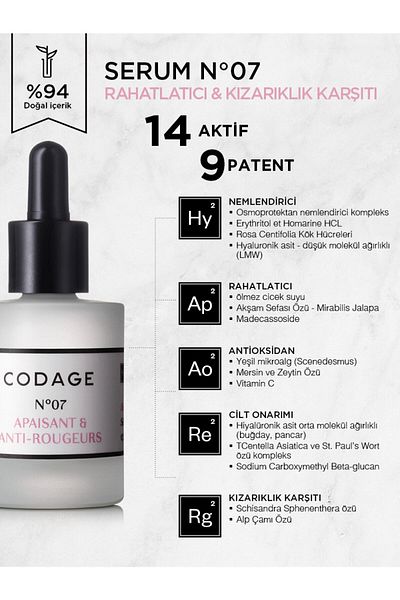 Codage SOOTHING & ANTI-REDNESS SKIN BARRIER REPAIR N°07 SERUM 30 ML PSSN1535