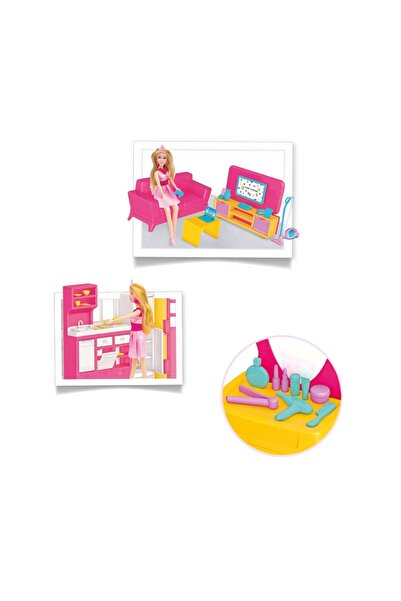 A-T AYZE-TRENDY Kız Çocuklar İçi Eğlenceli Mutfak Banyo Oturma Odası Yatak Odası Linda'nın Villa Oyun Evi 37210