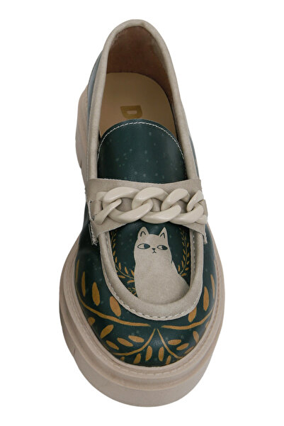 Dogo Дамски веган кожени зелени мокасини - правя каквото искам дизайн