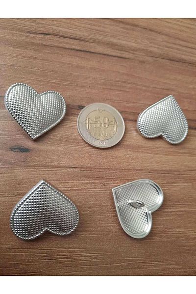 İMREN AKSESUAR 6 Pieces Free Nickel Plated Heart Metal Knob - 2.5 cm