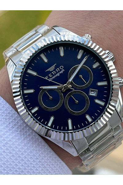 FERRO Steel Cord Inner Functions Active Chronograph 30 Mt Waterproof Men's Wristwatch EFM31289-A3