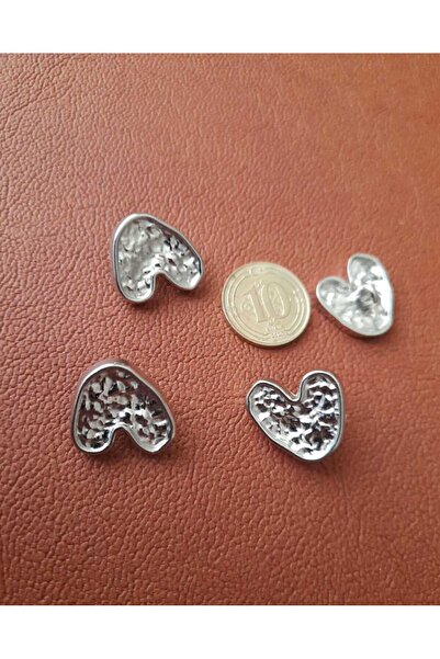İMREN AKSESUAR Kalp 2 Cm Askı Kaplama Free Nikel Metal Düğme 6 Adet