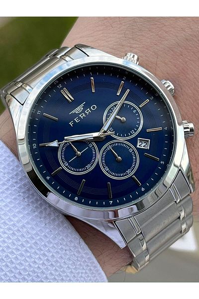 FERRO Steel Cord Inner Functions Active Chronograph 30 Mt Waterproof Men's Wristwatch EFM31371-A3