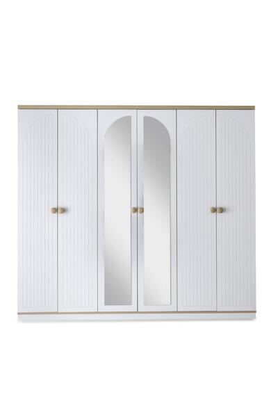 Erezogulları Mobilya Dejavu 6 Kapaklı Modern Aynalı Elbise Gardrop 240cm