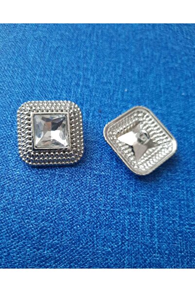 İMREN AKSESUAR Buton metalic placat cu argint cu piatra de cristal 1,5 cm 5 bucati