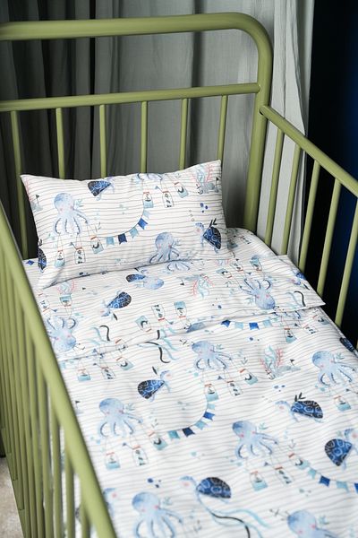 Pithy Sailor Cotton Satin Baby, Park Bed Duvet Cover Set(60X100CM)-Nautical