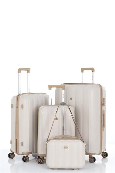 MÇS %100 Polipropilen 4'lü Valiz Seti Büyük + Orta + Kabin Boy + Makyaj Çanta...