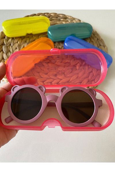 BEBESİS Teddy Model Dried Rose Color Children's Sunglasses + Glasses Box WITH GIFT