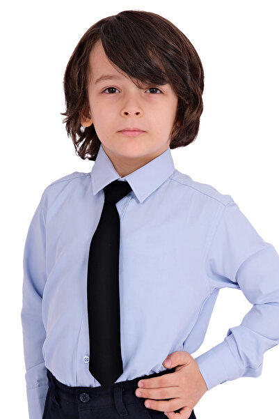 Merdia Set de 2 cravate pentru cămașă albastră uni pentru băiat