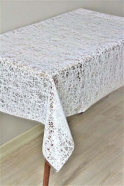DedeEvTekstil Față de masă din pânză uleioasă acoperită transparentă din PVC - Çaprazipattern - 033d