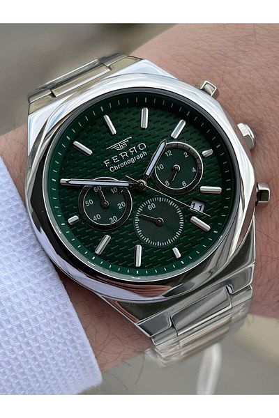 FERRO 30 Mt Waterproof Men's Wrist Watch with Steel Cord Calendar EFM31458-A6