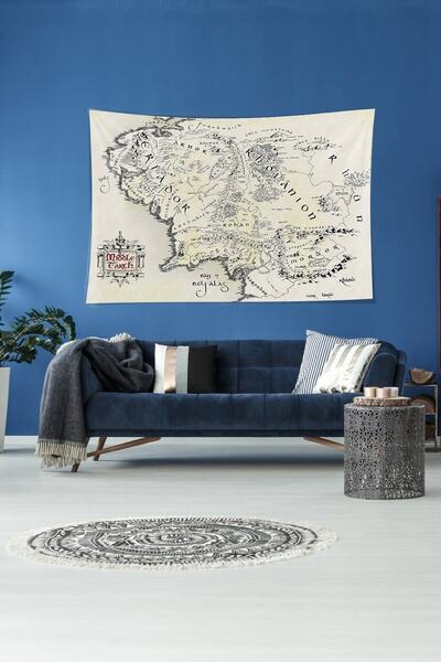 farbala Middle East Map - Stain-Proof Velvet Tapestry, Wall Cover and Carpet