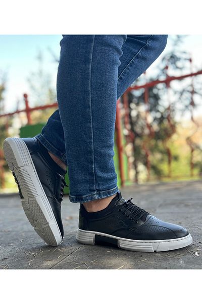 Bonjey Pantofi sport pentru bărbați - negri cu detaliu și dantelă casual