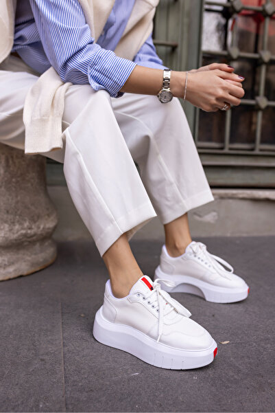 ANGELİNA JONES TENIS DE VARĂ FEMEI PIELE ALBĂ 5 CM ÎNĂLȚime