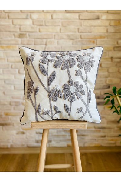 SWITA Husă de pernă cu design decorativ cu margarete brodate cu pumn (pantaloni)