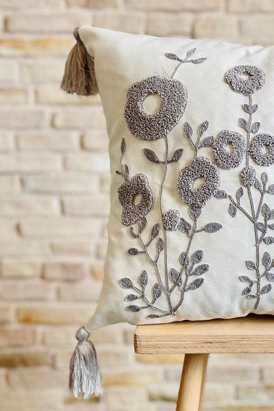 SWITA Husă de pernă decorativă cu design de margaretă, brodata cu perforare, unică (panch)