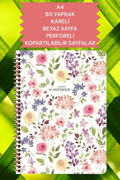 SEYFİKİRTASİYE A4 80 SHEETS CHECKED WHITE PAGE PERFORATED COPABLE PAGES CARDON COVER