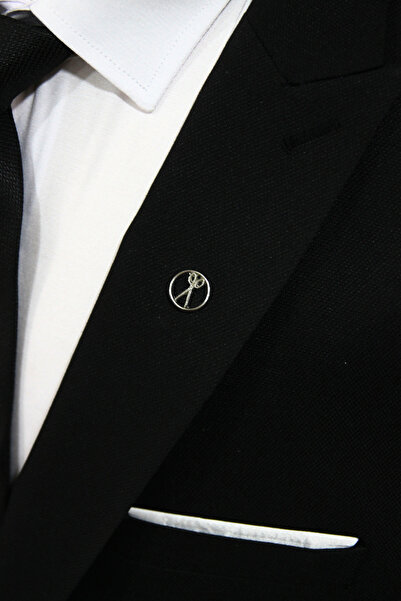 Elegante Cravatte Makas Firüglü Metal Yaka Iğnesi Broş Rozet Modaci Terzi Tekstil Tasarımcı Kuaför Berber