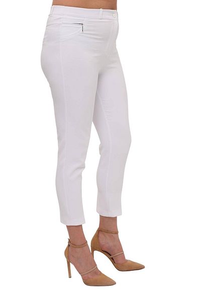 Hanezza Pantaloni de damă de mărime mare, alb, până la gleznă, talie înaltă 42-56, lycra, slim fit