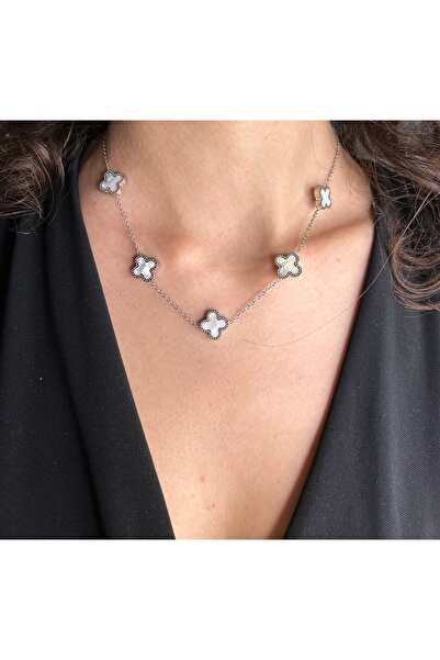 Çelik Nv Jewellery 316 L Cerrahi Gri Van Cleef Kolye