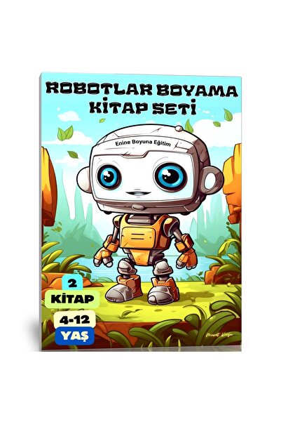 Enine Boyuna Eğitim مجموعة كتب تلوين الروبوتات (2 كتاب)