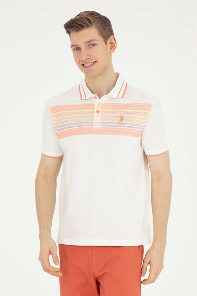 U.S. Polo Assn. Ανδρικό μπλουζάκι εκρού ELIFSU BUTİKHOME