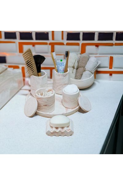 Trust Stone Σετ μπάνιου Marble Orange Series Concrete με δίσκο, βαμβακερό σετ, πετσέτα και σαπουνάδα