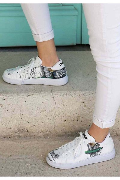 Dogo Pantofi de damă din piele vegană alb casual - Time To Go Design