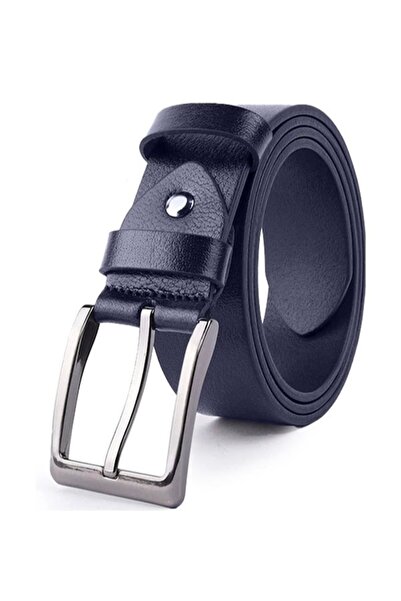 Bosskan Genuine Leather Jeans Fabric Navy Blue Belt Compatible with Canvas Pants