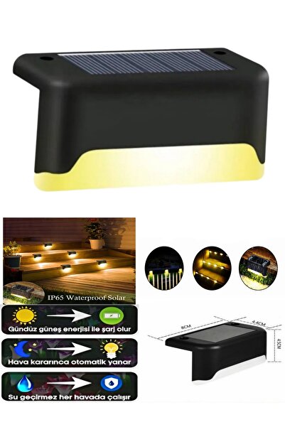 Kyrotech Solar Güneş Enerjili Şarj Edilen Köşebent Merdiven Bahçe Led Lamba Dekor Bahçe Aydınlatma