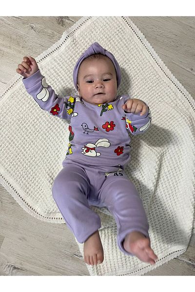 SERAP KİDS 100% COTTON BEAR PATTERNED BABY MONTH DOUBLE SET