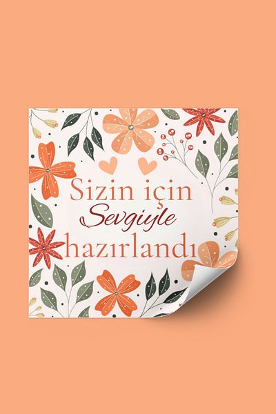 sanatıbedi 80 buc. Floral, pregătit pentru tine cu dragoste, autocolant pentru ambalaj - etichetă de mulțumire rezistentă la apă