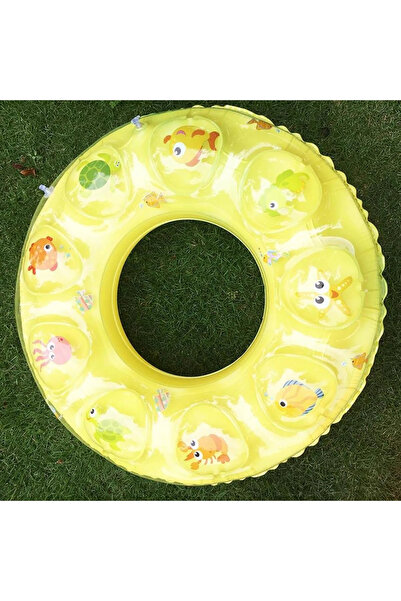 Çocuk 1-9 Yaş Sarı Renk Boncuklu 60cm Şişme Deniz/Havuz Simidi