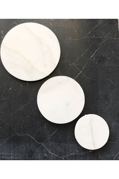 Modestmar Natural Marble 3-Piece Presentation Set, 3-Piece Round Presentation Set SILVER Foot
