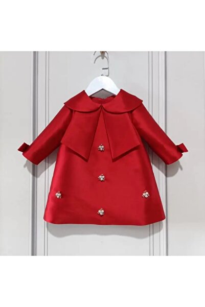 Da&Mira Kız Çocuk Kırmızı Renk Taşlı Elbise