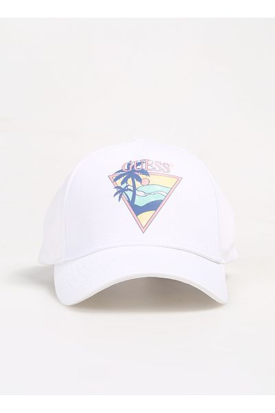 Guess Mens White Hat - M4Gz15Wf8V0G011 Triangle Palm Baseb
