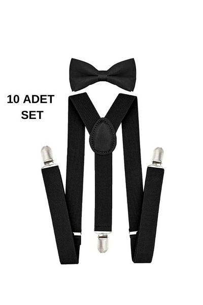 NEKİBUKİ Pantalon Hanger and Bow Tie Set 1-9 Years 10 Pieces Set