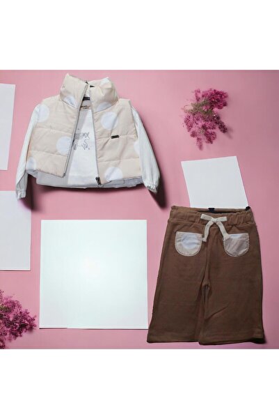 Jikko Baby Jikko Puantiyeli Yelekli Alt Üst 6 - 12 -  18 Aylık Bebek Takımı