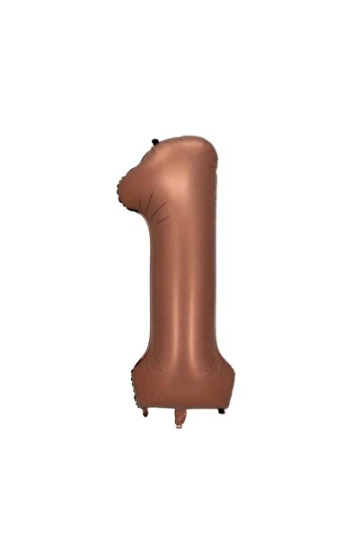 PARTİ AŞKI Retro Renkler Soft Kahverengi 1 Yaş Folyo Doğum Günü Rakam Balon 3...